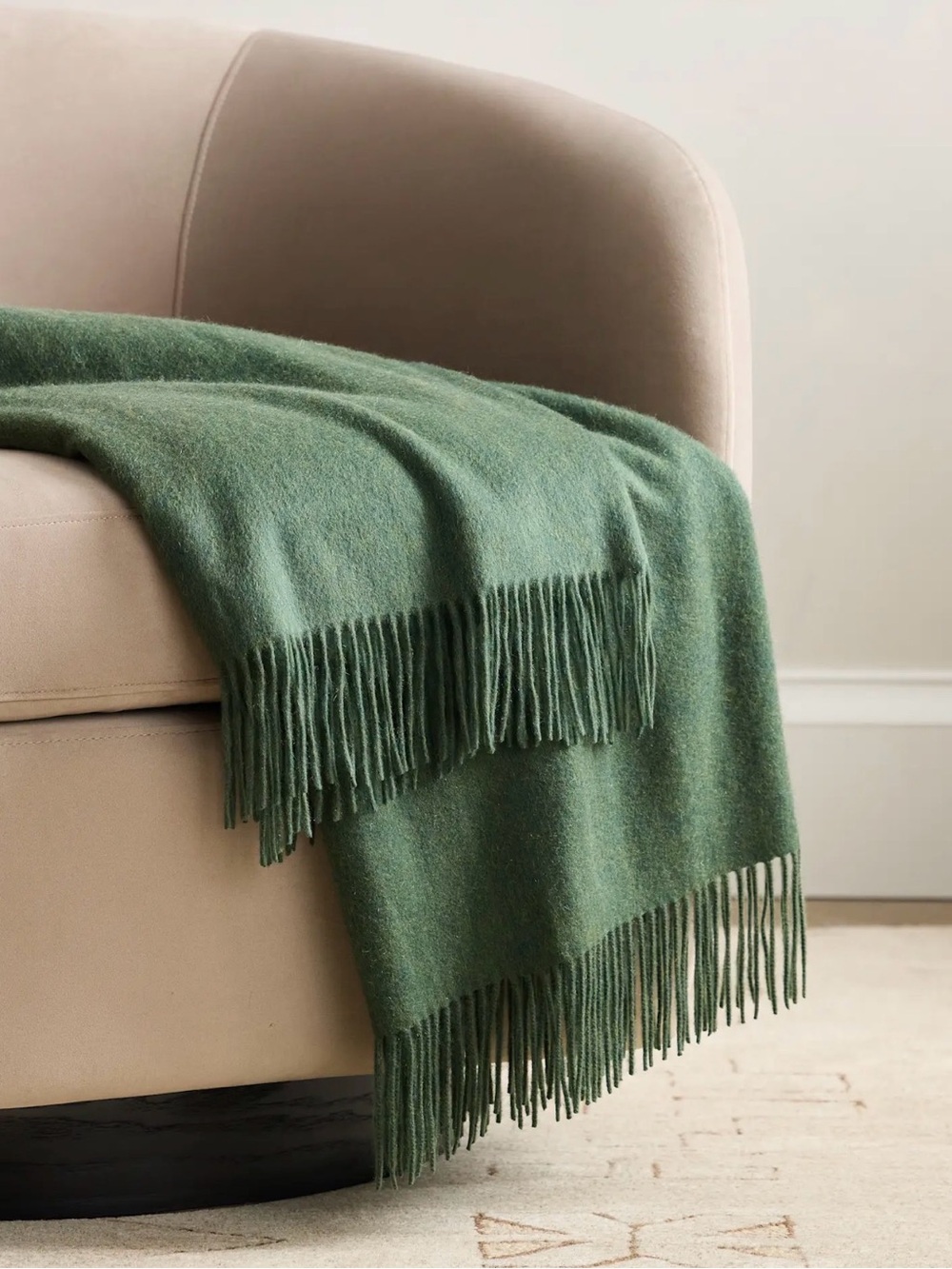 Quince Mongolian Cashmere Throw - Green, 50x70 - Retail $164